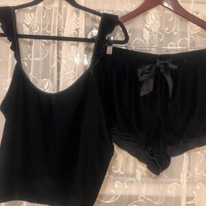 Victoria's Secret Black Velvet Loungewear Pajama Set